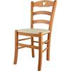 t m c s Tommychairs - Sedia modello Cuore per cucina bar e sala da pranzo, robusta struttura in Legno di faggio color miele e seduta rivestita in pelle artificiale colore avorio