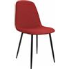 CLP Sedia da Pranzo Imbottita Maryam, Sedia da Cucina con Schienale e Telaio in Metallo Nero, Portata Fino a 150 kg, Colore:Rosso, Materiale:Stoffa