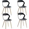 BenyLed Set di 4 Sedie da Pranzo Moderne, Sedie da Cucina con Piedini in Metallo (Texture Originale del Legno), Ideale per Cucine, Sale da Pranzo, Ristoranti e altri Luoghi Pubblici (Nero)