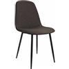 CLP Sedia da Pranzo Imbottita Maryam, Sedia da Cucina con Schienale e Telaio in Metallo Nero, Portata Fino a 150 kg, Colore:Marrone, Materiale:Stoffa