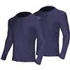 YUSHOW Biancheria intima termica da uomo, a maniche lunghe, biancheria intima calda, strato di base, ultra morbido, termico, per il freddo, confezione da 2, blu navy, 4XL