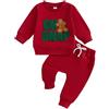 XIXIMAON Baby Girls Boys Abiti di Natale 2pcs Manica Lunga Gingerbread Ricamo Lettere Felpa Maglione Pantaloni Elastici Set Vestiti Del Bambino, Rosso, 18-24 Months