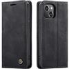 Phernykas Cover per iPhone 13 mini, Flip Libro in Pelle Premium, Wallet Case con Porta Carte, Portafoglio Case Chiusura Magnetica, [Carta Fessura][Antiurtoo][Cavalletto] Custodia per mini 13, Nero