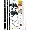 kolpo combo da pesca carpfishing due canne 3.60 mt 2 sezioni + due mulinelli con dioppia frizione e filo + rod pod + 2 indicatori abboccata + pasturatore + 2 lenze pronte + kit aghi + boilies + aroma