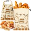 SEOIMU Sacchetti per Pane Riutilizzabili, Doppio Strato in Cotone Naturale e TPU, Chiusura con Fibbia, Portatile, Ideali per Pane Fatto in Casa e Conservazione di Cibi
