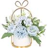 Hobyhoon - Fiori artificiali in seta con vaso, composizione floreale con ortensie e crisantemi, centrotavola, decorazione per la casa, scrivania e soggiorno, matrimoni