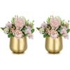 NUPTIO Piccolo Vaso per Centrotavola Matrimonio: 2 Pezzi 10cm Vasi Dorato Tavoli Centrotavolo Vintage per Nozze Feste Compleanno Decorazioni Metallo Fiori Vasi per Piante Soggiorno Balcone Ornamenti