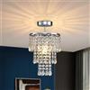 AHXIAOZN Lampada da Soffitto con Lampadario di Cristallo,3 Livelli Gocce di Pioggia Lampadario di Cristallo,E26 Mini Lampada da Soffitto per Corridoio Camera da Letto Camera da Letto Armadio(Argento)