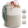 Rieeyrslza Cesto Portabiancheria in Corda Intrecciata D35 x H40 CM Pieghevole Cesta Decorativa Stoccaggio Paniere con Maniglia 39L Tessuto Naturale Cesto per Coperte per Archiviazione (Marrone)
