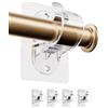 WEKIWGOT Ganci per Tende Senza Bucare, Ganci Adesivi per Tende con Viti - Staffa/Supporto per Barre per Tende per Bagno, Cucina, Soggiorno, Camera da Letto (Trasparente 4 Pezzi)