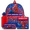 Marvel Set da 4 pezzi per la scuola con zaino Spiderman, borsa per il pranzo, astuccio e bottiglia d'acqua, zaino per ragazzi con cinghie imbottite regolabili, materiale scolastico