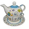 G. Wurm Tea for one - Set teiera in porcellana con tazza e piattino, in confezione regalo