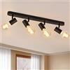 KYOTECH Lampada da Soffitto Vintage con 4 Faretti LED Soffitto Orientabili, Faretti da Soffitto per Corridoio Entrata o Scale Salotto Camera, Plafoniera LED in alluminio Faretto (Nero, non Inclusa)
