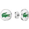 Lacoste Orecchini a Perno da Uomo Collezione ARTHOR in Acciaio Inossidabile con un Coccodrillo Lacoste in Smalto Verde - 2040497, Silver