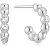ANIA HAIE Orecchini da donna Melodic Poet Bezel Beaded Huggie Hoop, in argento Sterling con 16 zirconi e perle d'argento, diametro 6,5 mm, confezione regalo inclusa