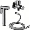 QREZAA Bidet Portatile Kit Doccetta Bidet a Parete Ottone Doccetta per Bidet wc Acqua Fredda Handheld Bidet Spruzzatore Grigio Kit di Spruzzatore per Bidet con Tubo Doccia 1,2m