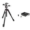 Manfrotto MK055XPRO3-3W 055 Treppiede Fotografico Professionale con Testa 3 Vie, 3 Sezioni in Alluminio & 200PL Piastra Rapida in Alluminio, da 1/4 a 3/8, Nero