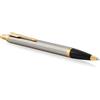 Parker 1931670 IM Penna a Sfera, Punta Media e Ricarica di Inchiostro Blu, Brushed Metal Golden Trim