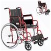 GOVITA Carrozzina per anziani Pieghevole Ad Autospinta Sedia A Rotelle Pieghevole Leggera Per Disabili Ed Anziani 46 Cm, Braccioli E Poggiapiedi Estraibili, Cintura Di Sicurezza.