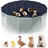IDUNSEED 80 x 30 cm Recinto Per Piccoli Animali, Impermeabile, Pieghevole, Per Conigli, Lepri, Galline, Gattini, Cuccioli, Criceti, In PVC, Utilizzabile Anche Per Lavare Galline E Anatroccoli, Grigio