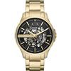Armani Exchange Orologio da uomo con movimento automatico, cassa in acciaio inossidabile placcato oro da 46 mm e bracciale in acciaio inossidabile, AX2419