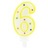 Fackelmann 52582 Candela numero 6, Candela Torta, Candela Compleanno, Candela 6 anni, Candela Compleanno, Paraffina, 8,4 x 4 cm