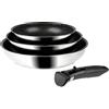 Sitram 714269 Set 3 Padelle Inox Ø20/24/28 cm - Rivestimento interno effetto pietra antiaderente senza PFOA - Manico removibile Sitramovible - Compatibili con induzione