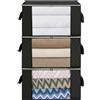 AiQInu Scatole per Vestiti Salvaspazio, 3PCS 90L Pieghevole Custodia per Trapunte e Coperte con Manico Rinforzato, per Biancheria da Letto, 60x44x35CM Nero