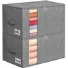 boailydi Grandi sacchetti per vestiti, confezione da 2 organizer per armadio e contenitori pieghevoli con manici, doppia cerniera, resistenti, per coperte, coperte, vestiti, maglioni, biancheria da letto,