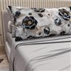 PETTI Artigiani Italiani - Lenzuola in Cotone con Federe in Stampa Digitale, Una Piazza e Mezza Francese, Completo Lenzuolo Sopra e Sotto con Angoli, Floreale 06 7 Grigio Chiaro, 100% Made in Italy
