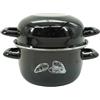 Fackelmann 66039 Pentola per stampi in acciaio smaltato, pentola per stampi singoli, pentola per stampi nera, casseruola per stampi, conchiglie, acciaio al carbonio, smaltata, nero, 20,5 x 26 x 17,5