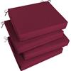 Basic Beyond Set di 4 cuscini per sedie da esterno per mobili da giardino, cuscini quadrati angolari per sedie da esterno, impermeabili, con laccetti, 47 x 40,6 x 7,6 cm, rosso
