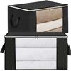 AiQInu Scatole per Vestiti Salvaspazio, 2PCS 90L Pieghevole Porta Abiti Grande Capacità, Custodia Trapunte e Coperte con Manico Rinforzato, per Armadio e Biancheria da Letto, 60x44x35CM Nero