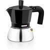 Monix Induction Inox, Caffettiera Italiana In Alluminio e Acciaio Inox, Capacità 3 Tazze, Manico Termoresistente, Facile da Lavare, Adatta a Tutti i Tipi da Piano Cottura, Incluso a Induzione, Nero