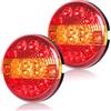 Yuanjoy 2 x fanali posteriori, 12 V/24 V, illuminazione per rimorchio, impermeabile, rotondo, a forma di hamburger, universale, per rimorchi, camion, roulotte, furgoni o trattori