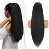 TESS Coda Extension Capelli con Coulisse Lunga, Posticci Yaki Sintetici per Coda Cavallo Extension per Donna 60 cmNero