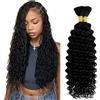Evaxilc 32 32 Inch Human Hair For Braiding Deep Wave Menschliches Haar #1B Natural Black Color Unprocessed No Weft Bulk Braiding Hair Extensions For Boho Braids