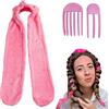 DKDDSSS Bigodino Lungo per Boccoli, Morbida Bigodino Fascia Capelli per Dormire, Velluto Heatless Hair Curler Durante la Notte, Fai da te Bigodini per Capelli Medi Lunghi (Rosa)