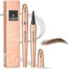 JCOTCL Matita Sopracciglia Microblading Facile Da Usare - Penna Sopracciglia Waterproof Effetto Ultra Naturale con 4 Punte Micro, Liquid Eyebrow Fork Tip Pen a Lunga Tenuta (12# caffè scuro)