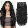 VEGALILY Extension per capelli ricci da 50,8 cm, 4 pezzi, con clip, colore nero e marrone, per tutta la testa