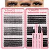 Yomice Ciglia Individuali Kit Ciuffi di Ciglia Wispy 30-40-50-60-80-100D Kit Ciglia a Ciuffi DIY Ciglia per Occhi Extension Ciglia Russe Soffici con Pinzette e Bond&Seal per Ragazze e Donne(#01kit)