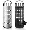 Aufun set da camino in acciaio inox 5 pezzi moderno set di accessori per camino set da camino con scopa, pala, attizzatoio, pinze e supporto con schermo per la privacy, argento