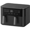 Xiaomi Dual Zone Air Fryer da 10 l, 2 scomparti da 3,5 l e 6,5 l, 230 °C, funzione SYNC, 9 modalità, 2700 W, basso contenuto di grassi, funzionamento touch, lavabile in lavastoviglie, colore: nero