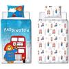 Character World Set copripiumino singolo ufficiale Paddington Bear™, design reversibile su 2 lati, federa coordinata, set per letto singolo, bianco e blu, in policotone