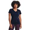 Under Armour Tech V-Neck Twist Short-Sleeve T-Shirt Camicia, Blu Navy (600)/Argento Metallizzato, XS Donna