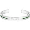 Lacoste Bracciale Bangle Aperto da Uomo Collezione ADVENTURER in Acciaio Inossidabile con Linea in Smalto Verde - 2040526, Silver