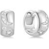 ANIA HAIE Orecchini da donna Melodic Poet Celestial Chunky Huggie Hoop, in argento Sterling con incisioni a forma di stella e luna con zirconi, diametro 9,5 mm, confezione regalo inclusa