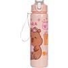 Hbbgdiy Borraccia Capibara con Cannuccia, 750 ml, Motivo Animali, Carina, per attività all'aperto, capacità, Tazza Termica da Viaggio per Ragazze, Adolescenti, Donne.
