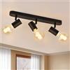 KYOTECH Lampada da Soffitto Vintage con 3 Faretti LED Soffitto Orientabili, Faretti da Soffitto per Corridoio Entrata o Scale Salotto Camera, Plafoniera Retrò in alluminio Faretto (Nero, non Inclusa)