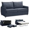 EVERGREENWEB MATERASSI & BEDS EVERGREENWEB - Divano Letto 2 Posti L170xP90xA75 Sofà con Materasso Matrimoniale Memory alto 10 cm, Moderno Tessuto Blu, Schienale a Doppio Cuscino Estraibile, Struttura Rinforzata Pieghevole, GRACE